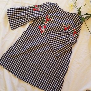Gingham Embroidered Dress